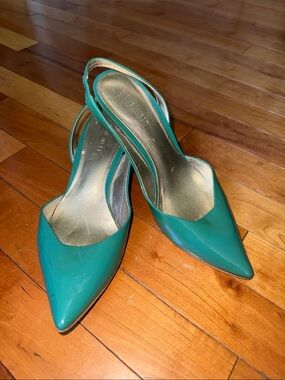 Nine West Teal Pointed-Toe Slingback Pumps